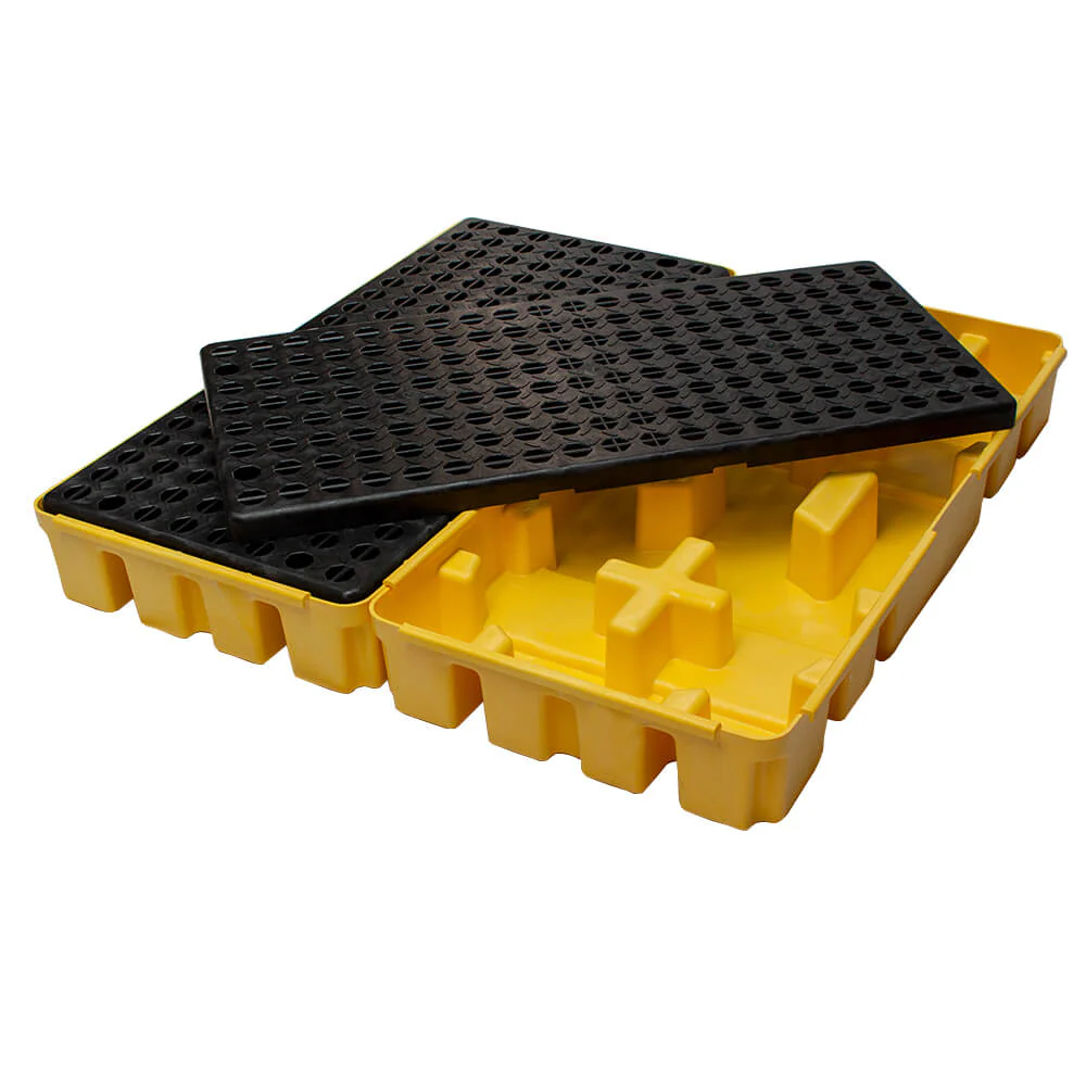 Four Drum Spill Pallet Workstation Yellow - Image 3