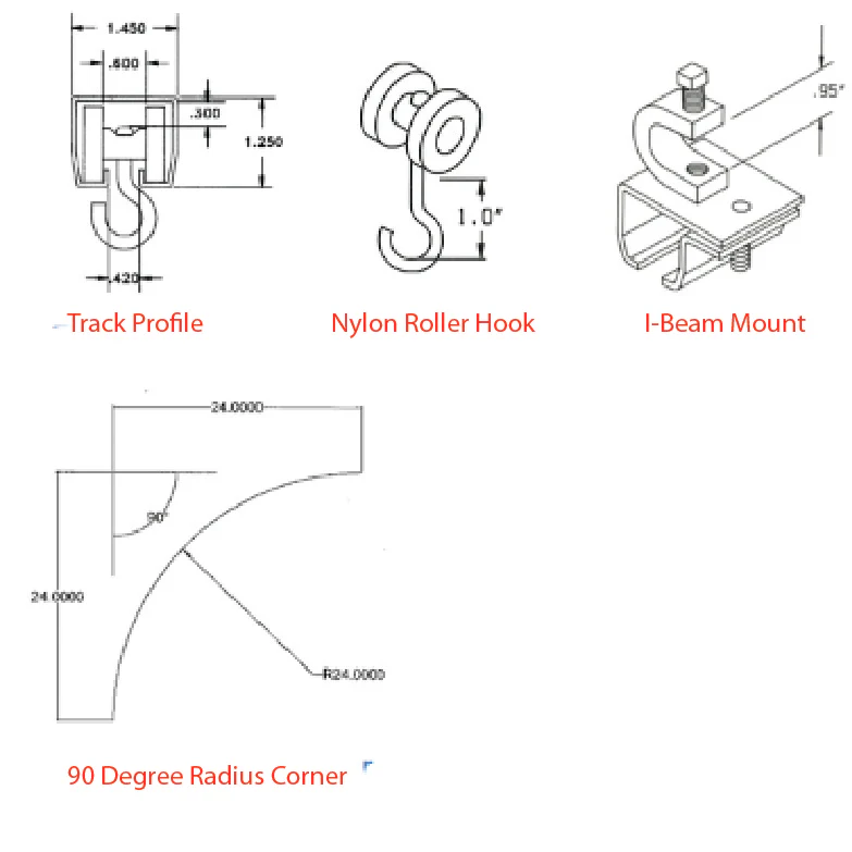 Industrial Curtain Track Hardware - Track, Rollers, End Stops, Universal Mount - Image 3